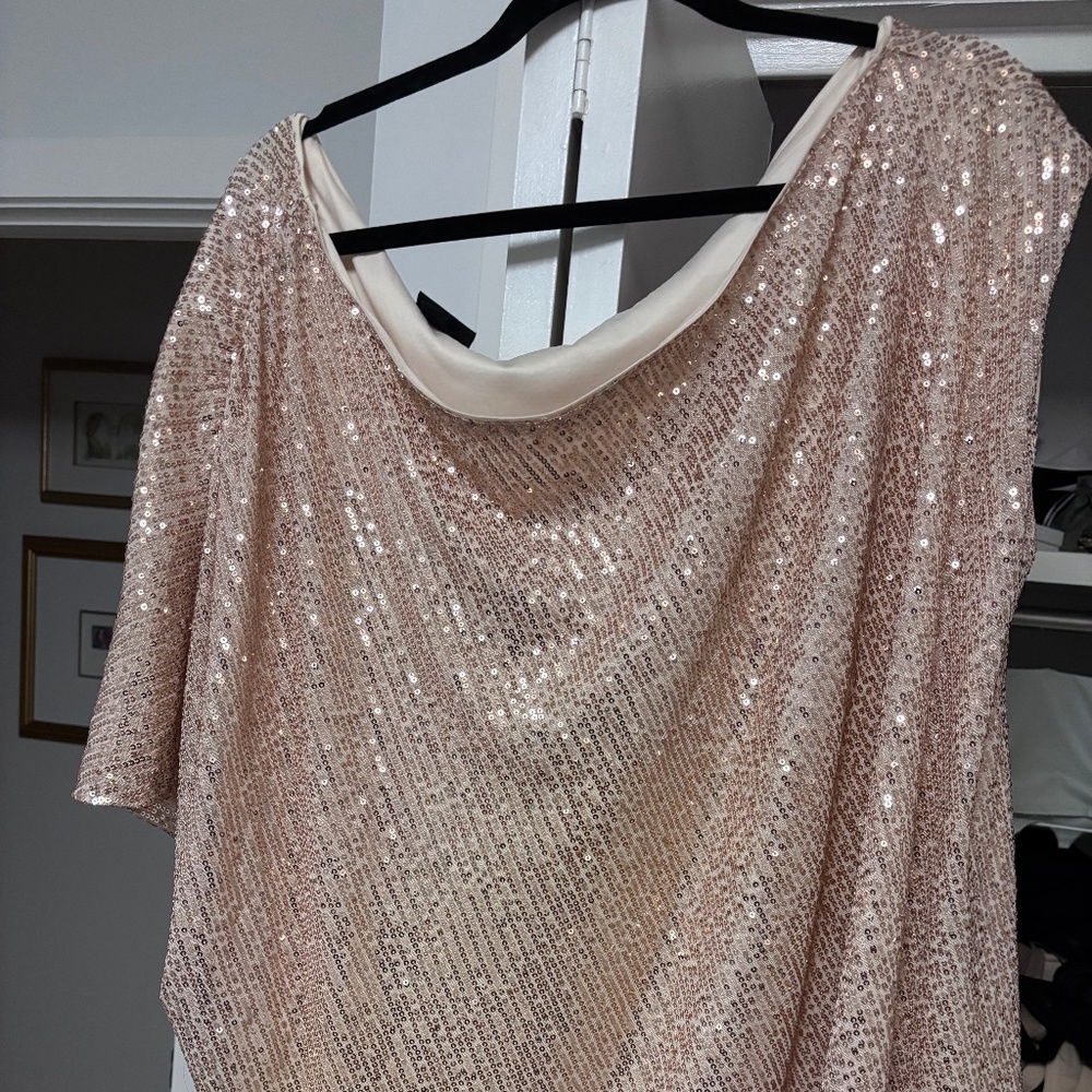Torrid Top Women’s 3X Off Shoulder Sequins Lined Pink